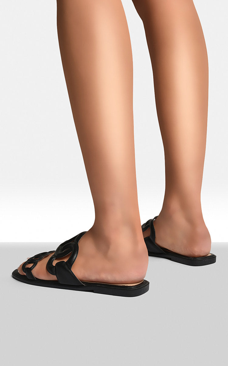 Comfortable Flat Sandals with Double Leather Chain For Women