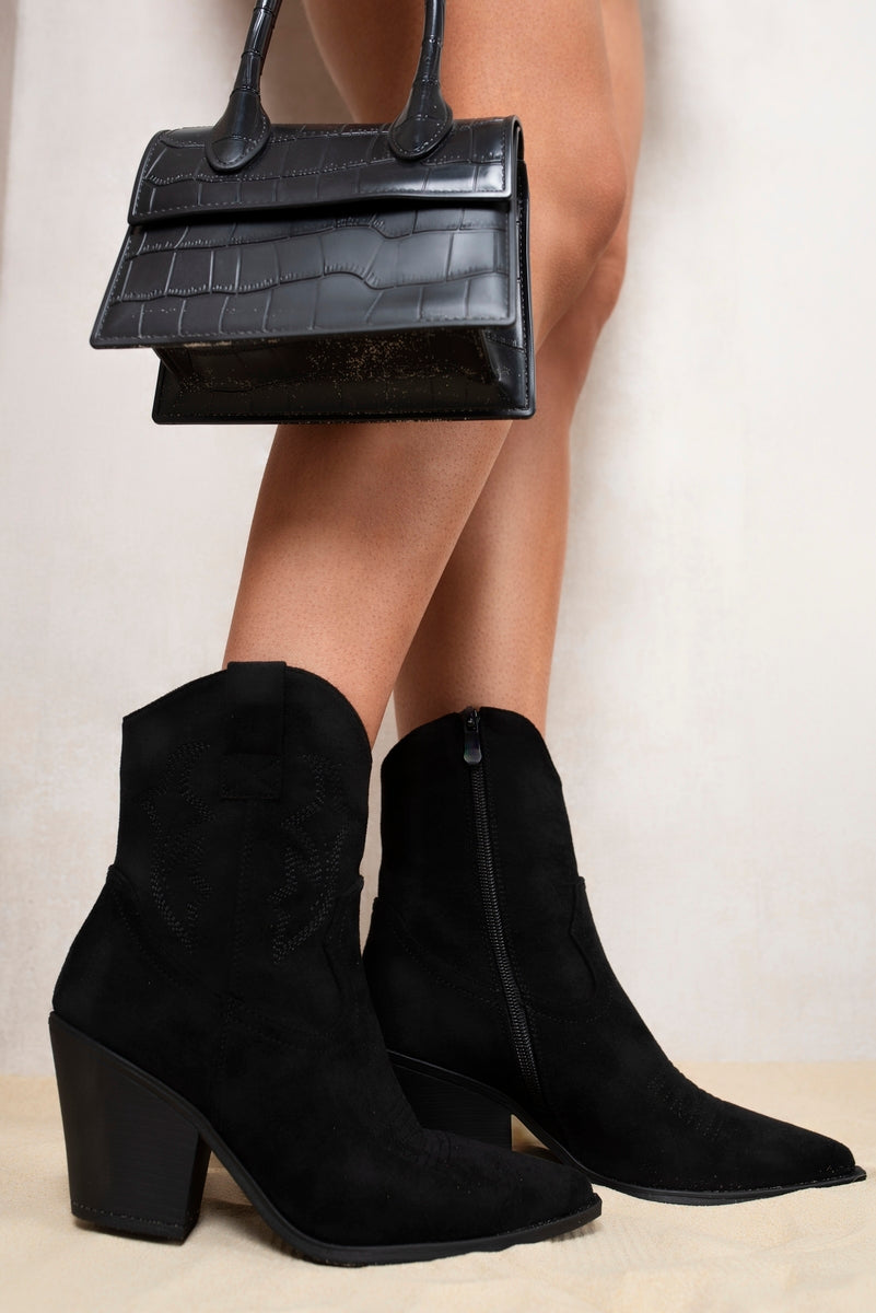 Suede Cowboy Ankle Length Boots