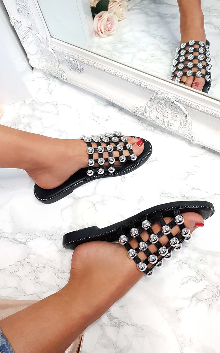 Studded Caged Open Toe Sandals