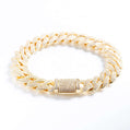 Men's 12mm Iced Prong Cuban Link Bracelet - Gold