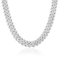 19mm Iced Prong Cuban Link Chain - Silver