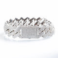 19mm Iced Prong Cuban Link Bracelet - White Gold