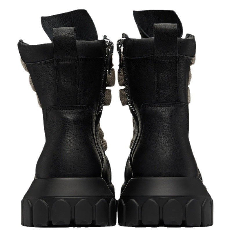 Individual Zipper Leather Boots