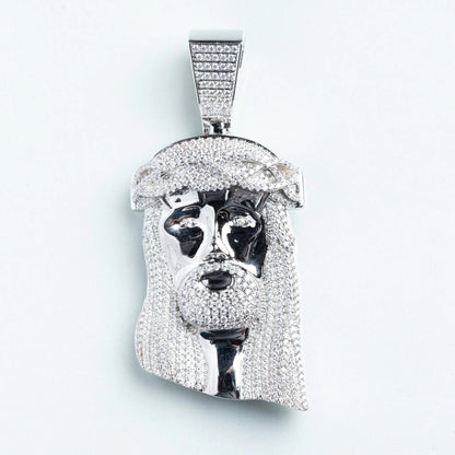 XL Jesus Pendant - White Gold