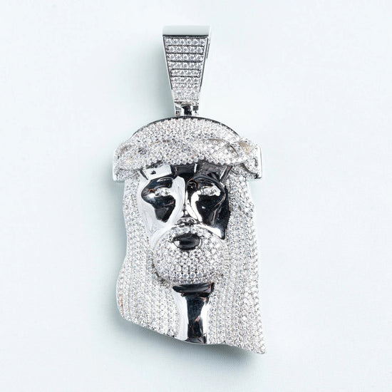 XL Jesus Pendant - White Gold