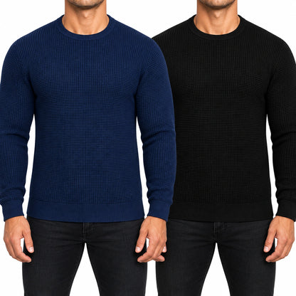 Jasper Conran Debenhams Men's Basketweave Cotton Jumper | Crew Neck Regular Fit | S-3XL