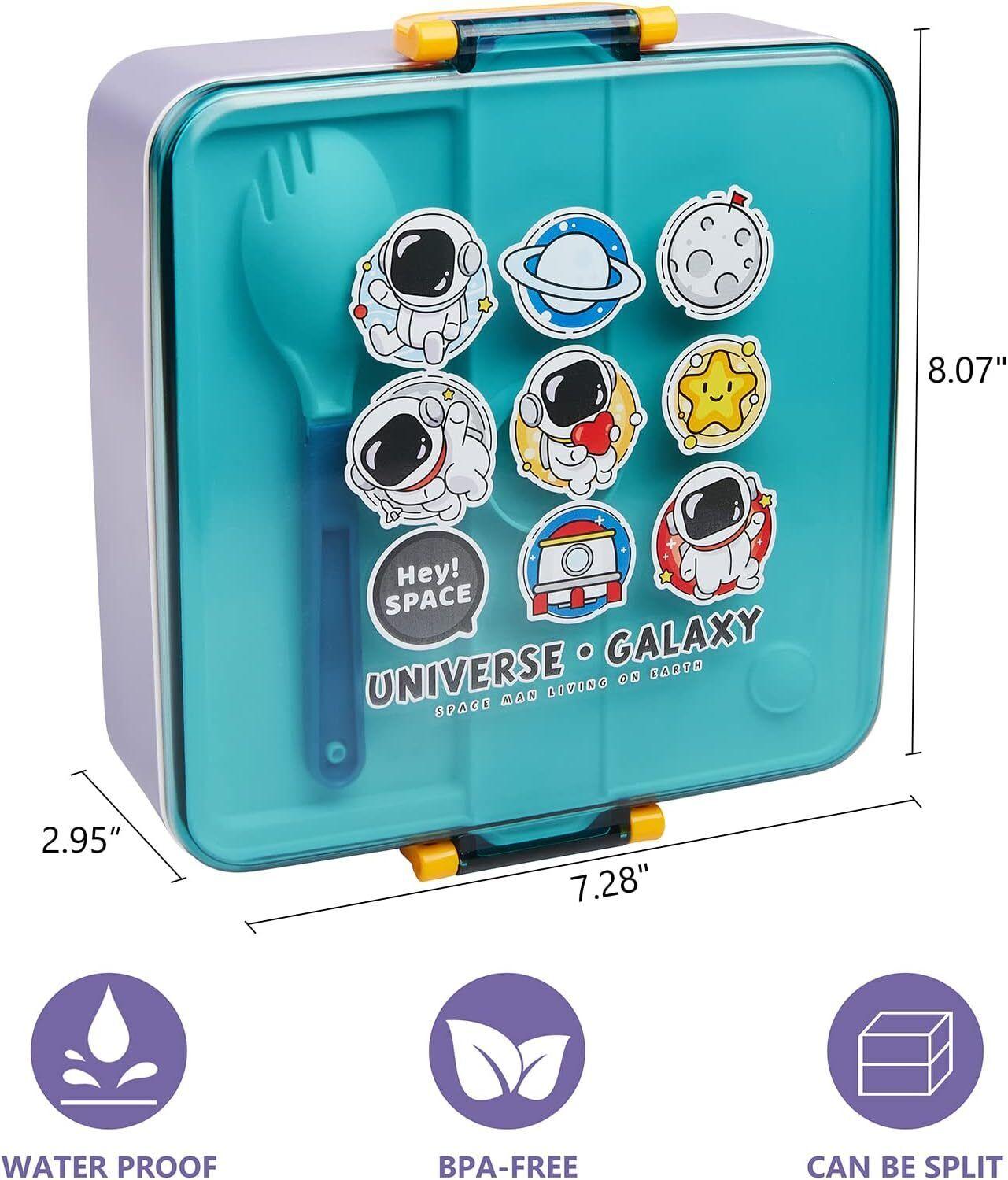 Kids Bent Lunch Box with Leak-Proof Design and Sauce Jar, 1300ml Capacity