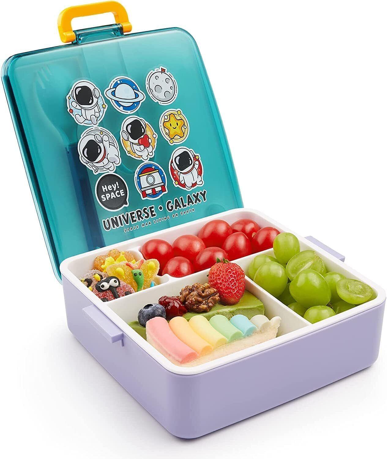 Kids Bent Lunch Box with Leak-Proof Design and Sauce Jar, 1300ml Capacity