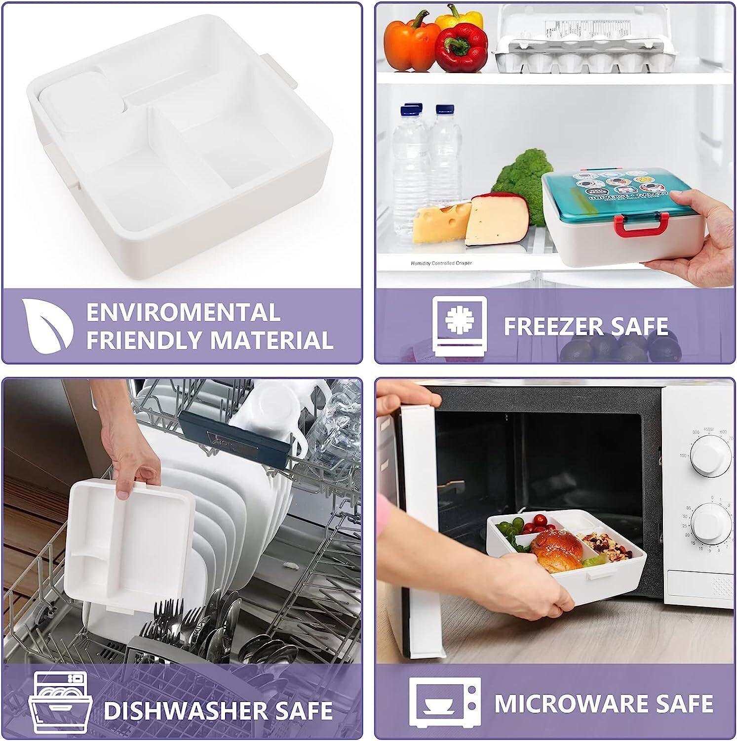 Kids Bent Lunch Box with Leak-Proof Design and Sauce Jar, 1300ml Capacity