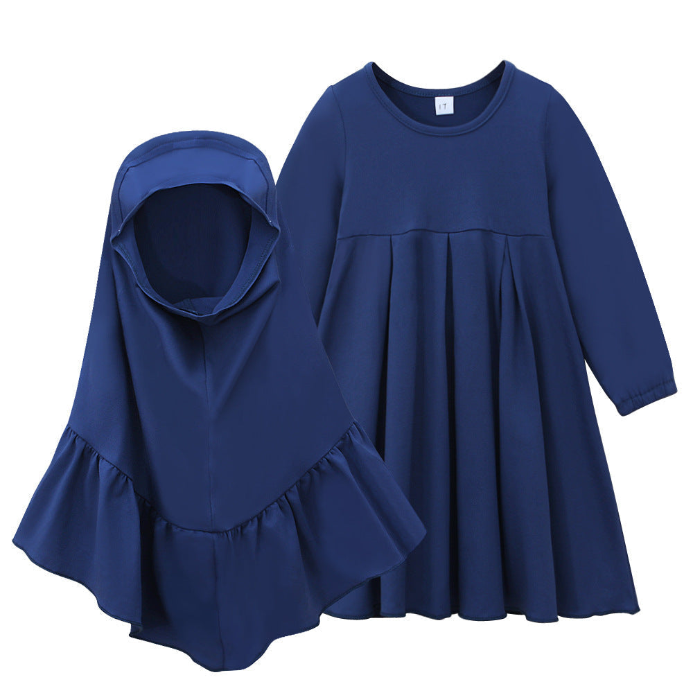 Kids' Two-pieces Abaya Set, Girls' Modest Outfit Set