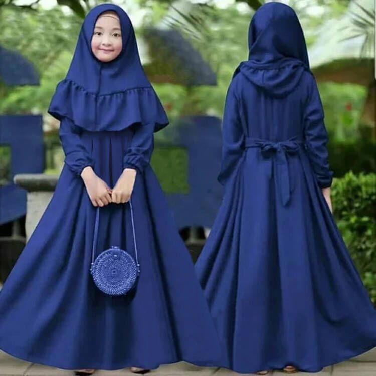 Kids' Two-pieces Abaya Set, Girls' Modest Outfit Set