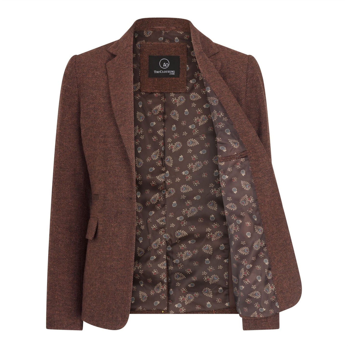 TruClothing Women's Tweed Suit – Blazer, Waistcoat & Trousers | Rust Brown
