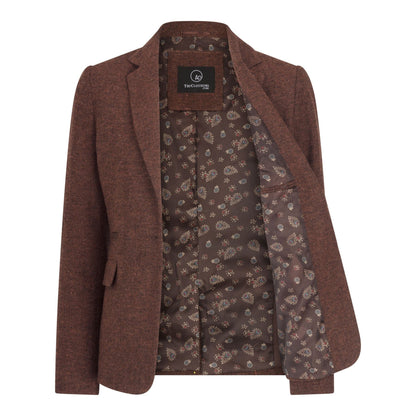 TruClothing Women's Tweed Suit – Blazer, Waistcoat & Trousers | Rust Brown
