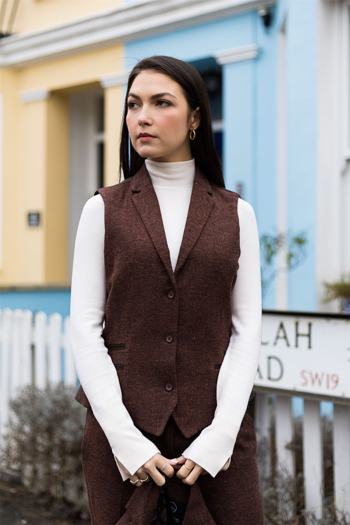 TruClothing Women's Tweed Suit – Blazer, Waistcoat & Trousers | Rust Brown