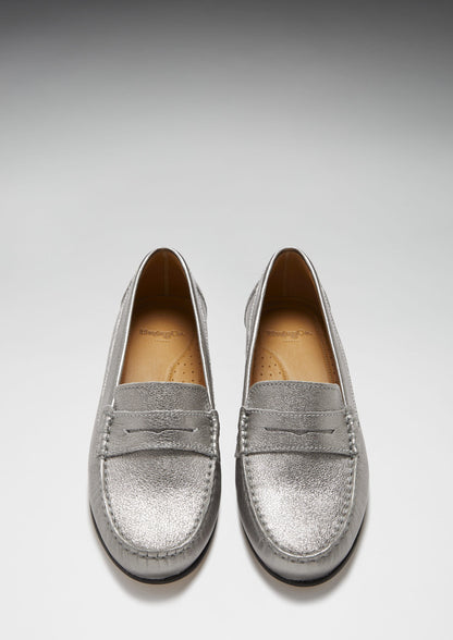 Loafers Leather Sole, titanium metallic leather - QHA UK