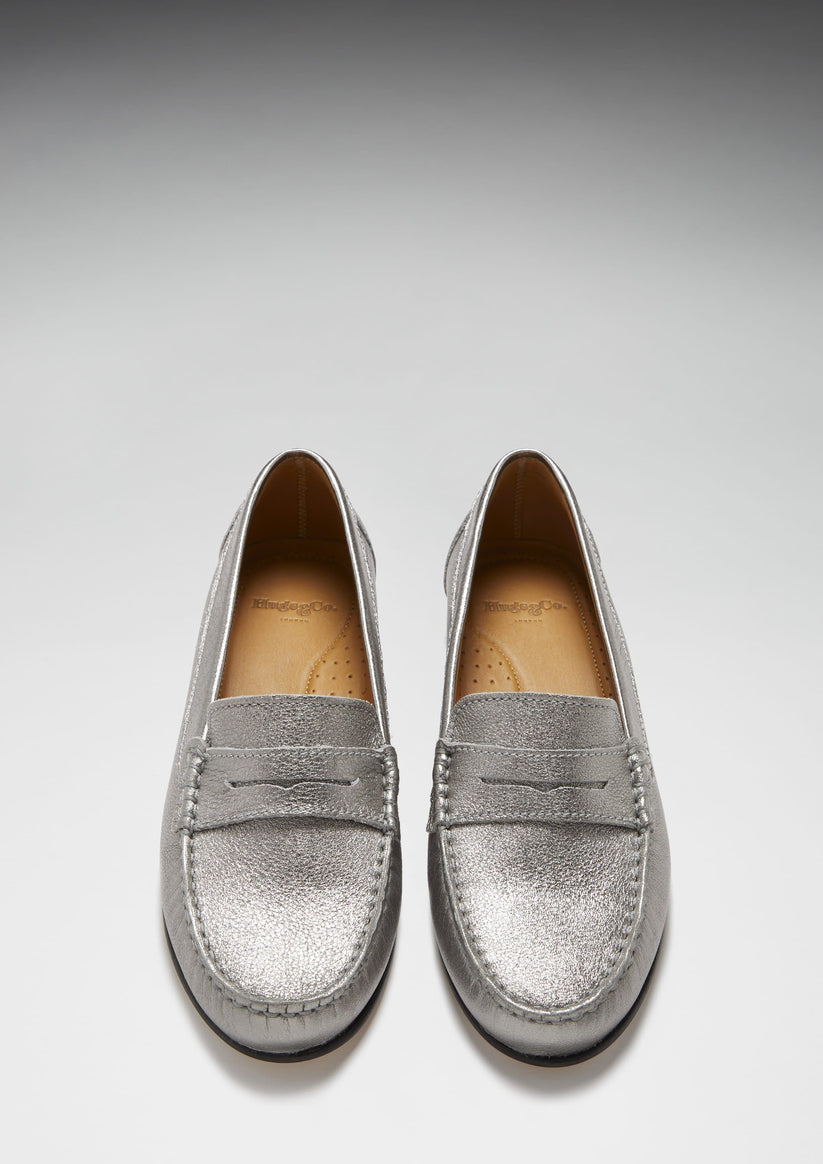 Loafers Leather Sole, titanium metallic leather - QHA UK