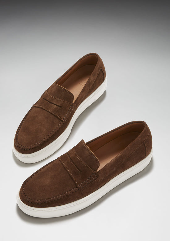 Slip-on Sneaker Loafers, brown suede - QHA UK