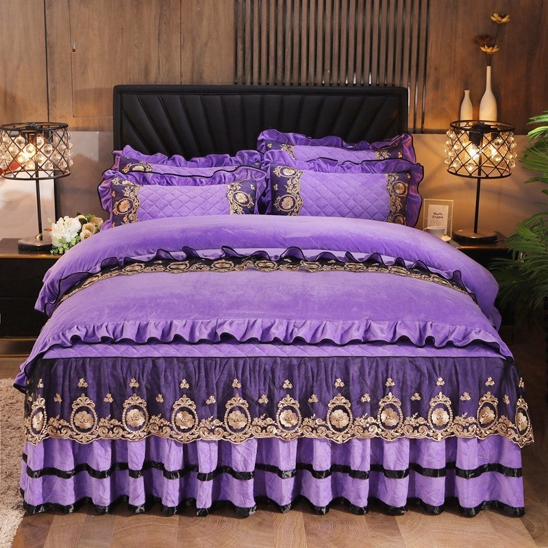 Luxury Lace Bedskirt with Pillowcases