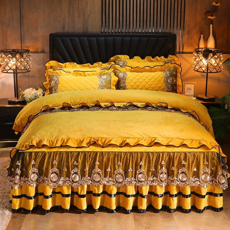 Luxury Lace Bedskirt with Pillowcases