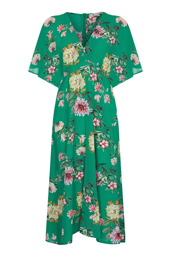 Yumi Green Floral Kimono Midi Dress - QHA UK