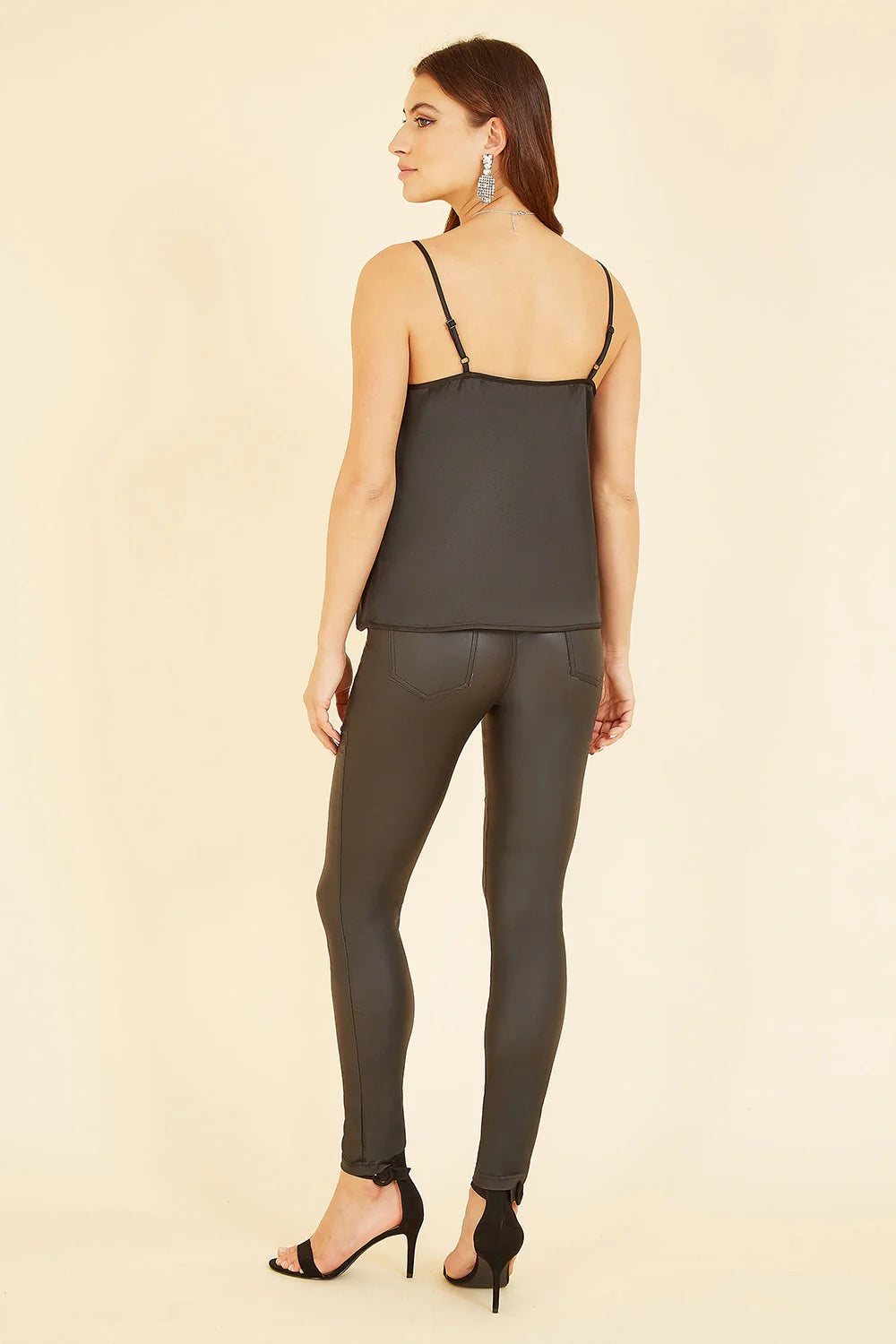 Yumi Black Satin Cami Top