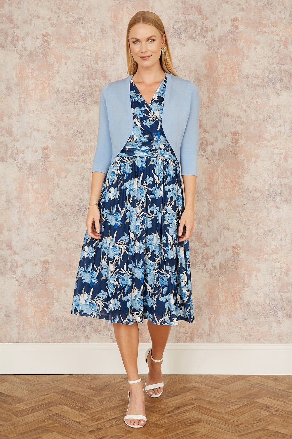 Yumi Blue Knitted Curve Bolero - QHA UK