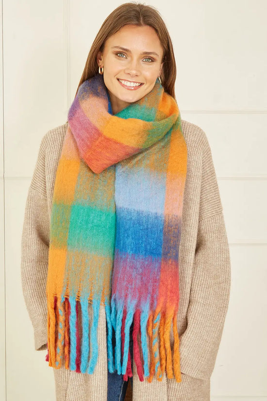 Yumi Rainbow Check Soft Scarf - QHA UK