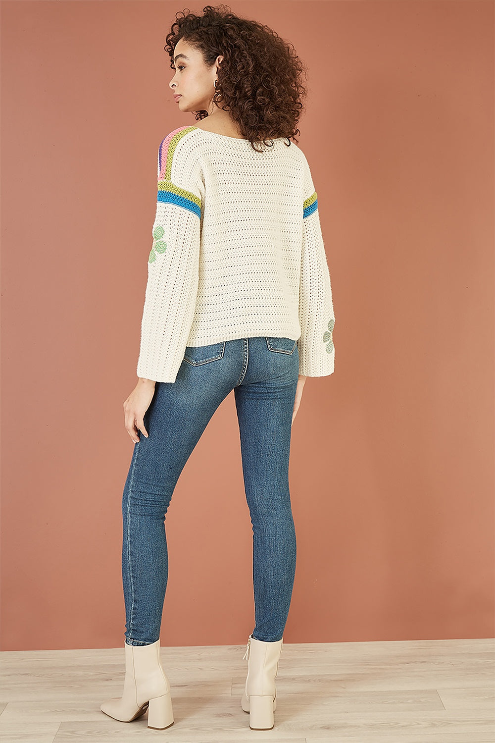 Yumi Cream Crochet Flower Jumper - QHA UK