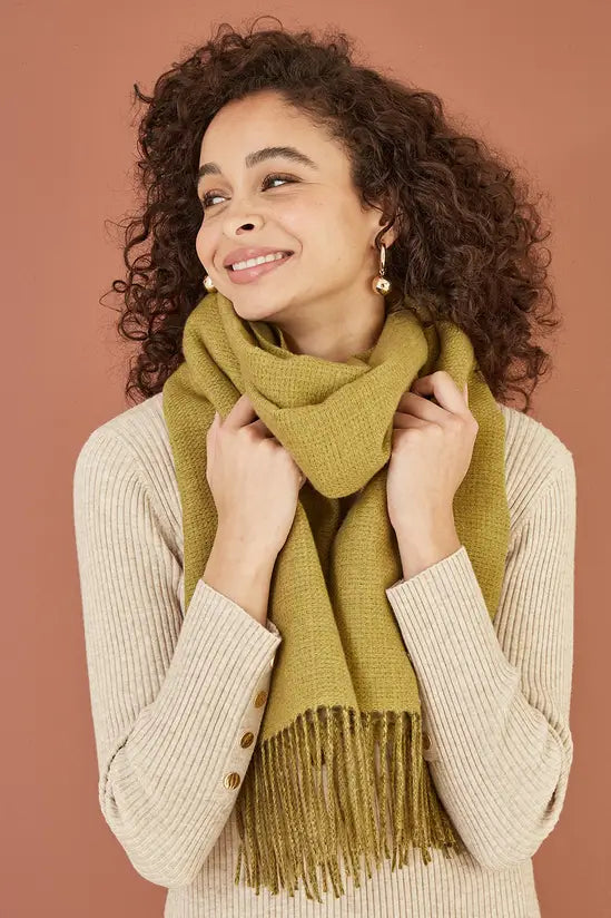 Yumi Green Two Tone Scarf - QHA UK