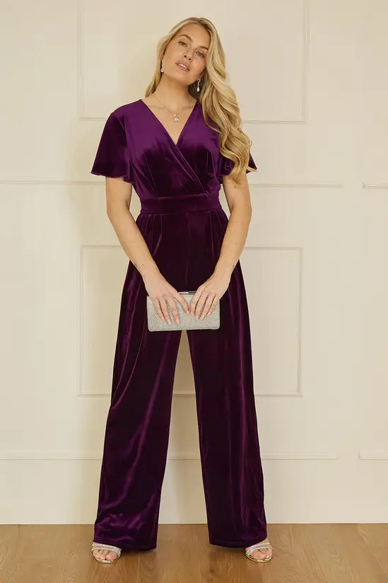 Yumi Purple Jumpsuit With Angel Sleeves - QHA UK