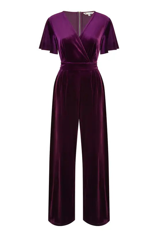 Yumi Purple Jumpsuit With Angel Sleeves - QHA UK