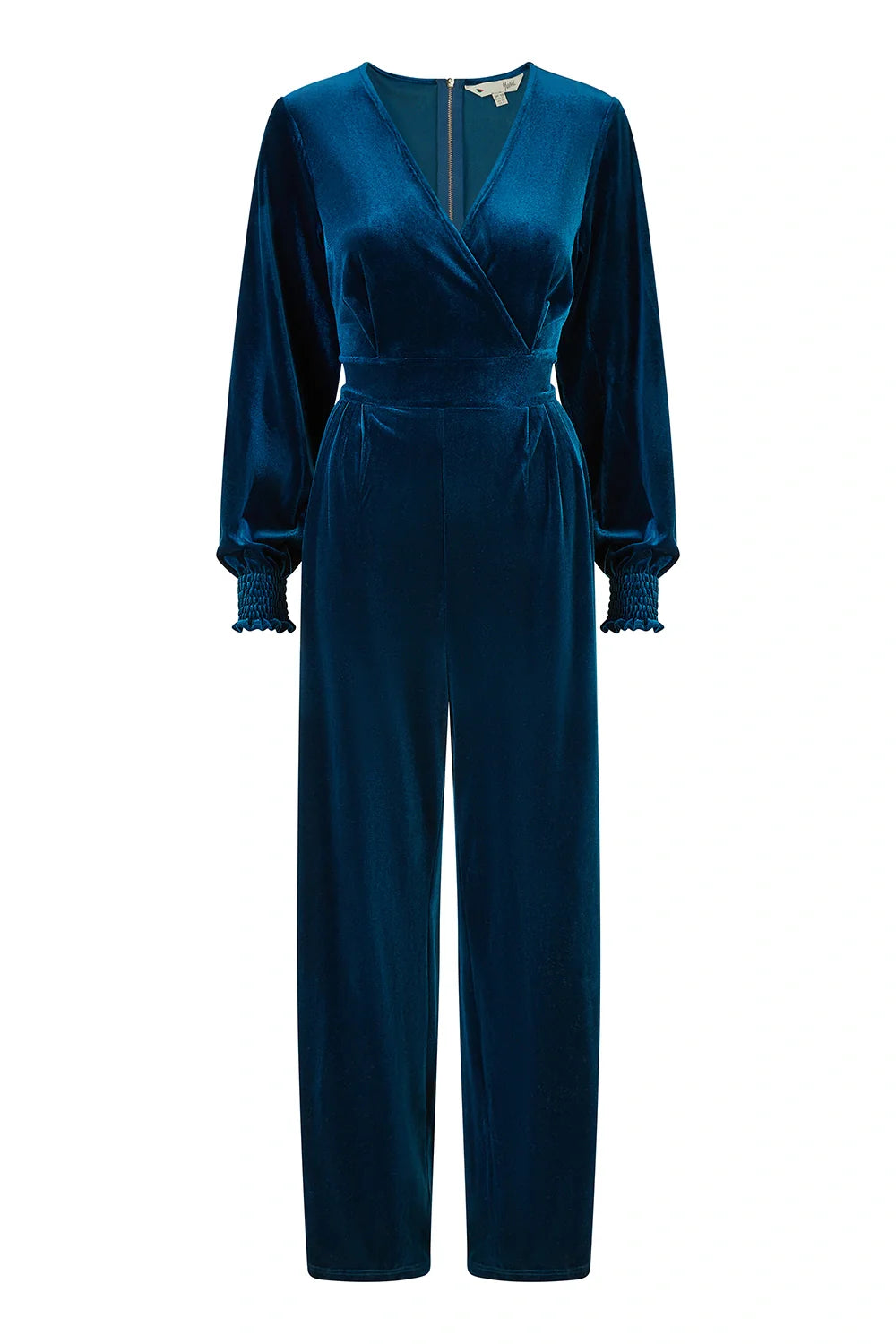 Yumi Teal Velvet Long sleeve Jumpsuit - QHA UK
