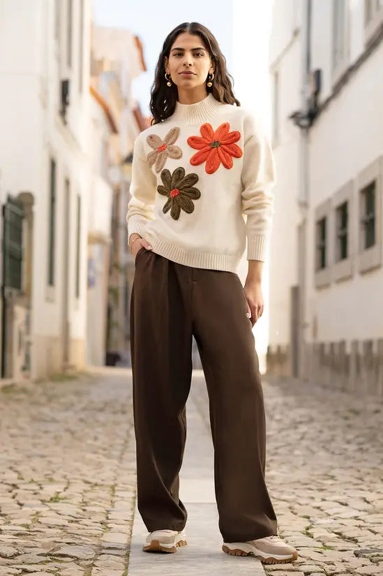 Yumi Brown Wide Leg Trousers - QHA UK