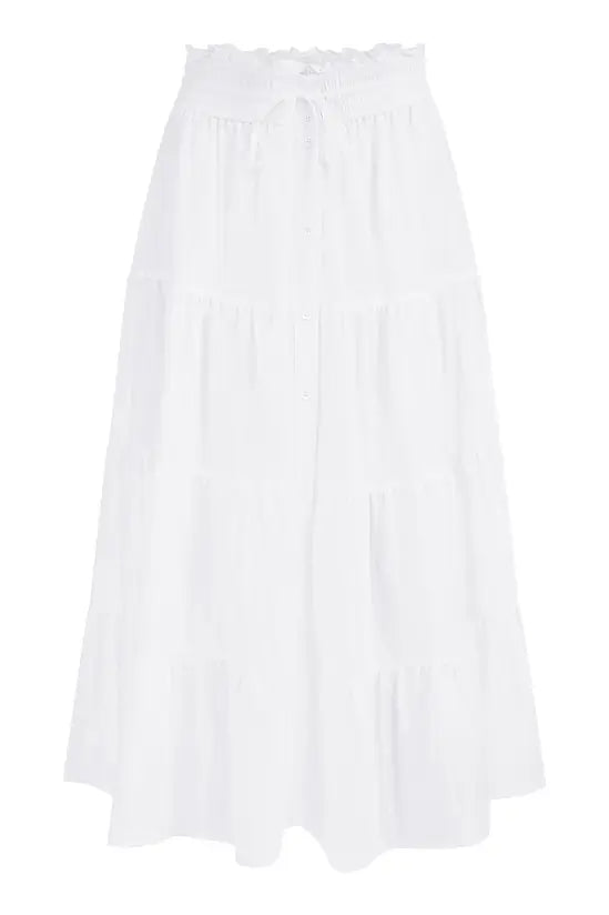 Yumi White Midi Boho Skirt - QHA UK
