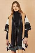 Yumi Brown Colour Block Cape - QHA UK