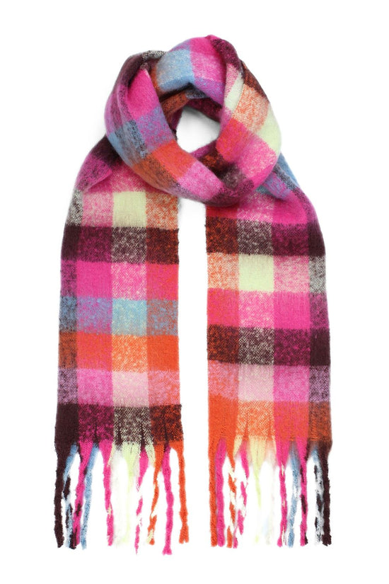 Yumi Colour Block Super Fluffy Scarf - QHA UK