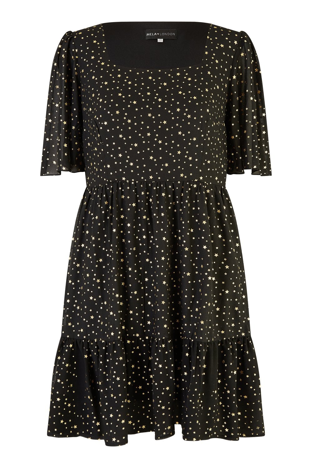 Mela Black Star Print Skater Dress - QHA UK
