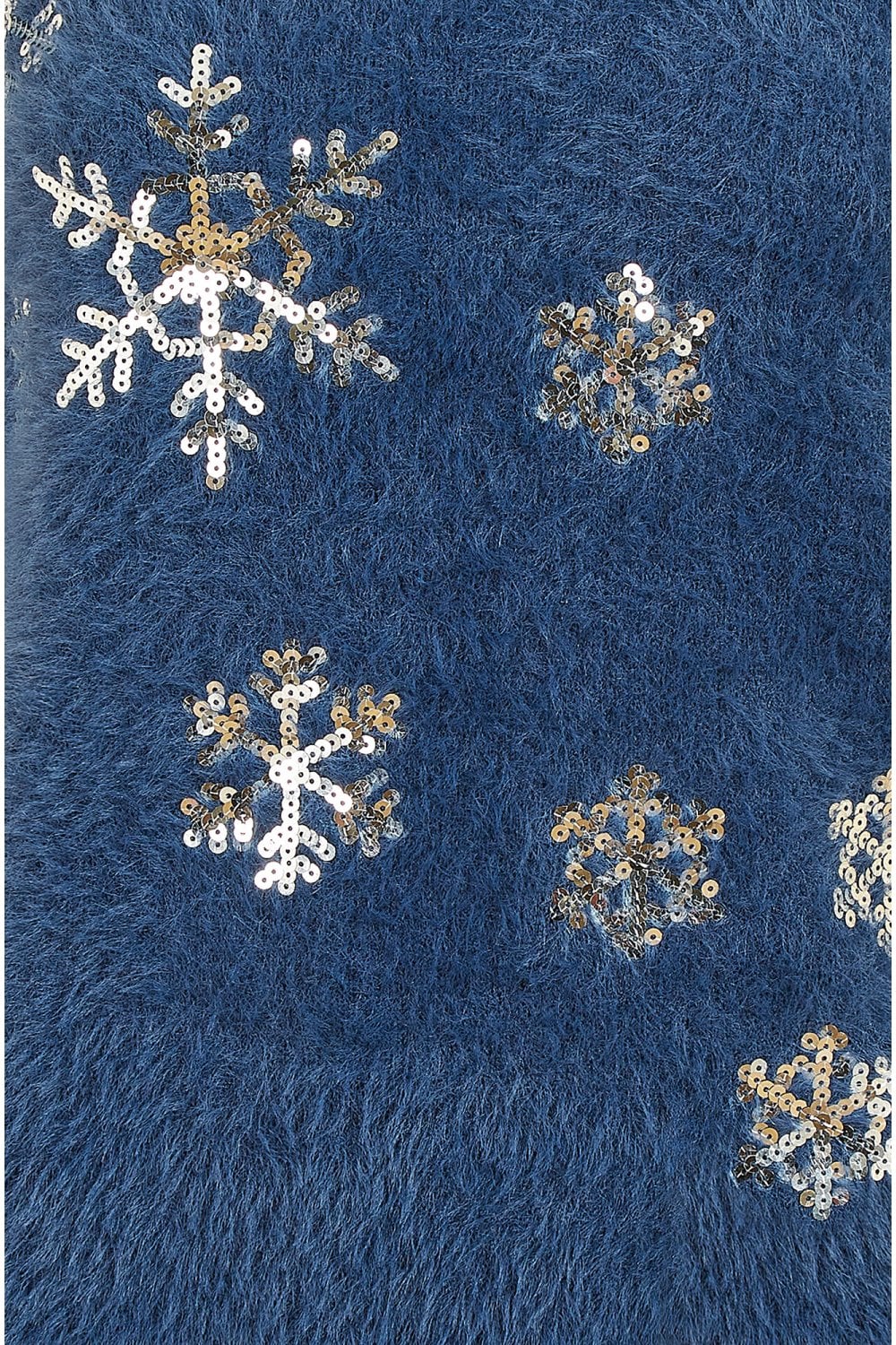 Mela Navy Sequin Snowflake Fluffy Jumper