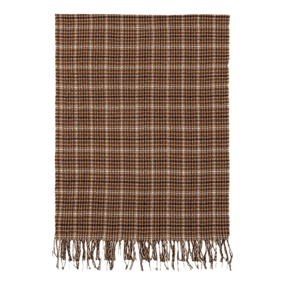 Men's Cashmere Shawl, Unisex Plaid Tassel Scarf