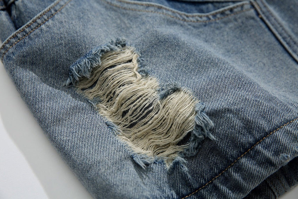 Men’s Denim Shorts - Multi-Pocket Ripped