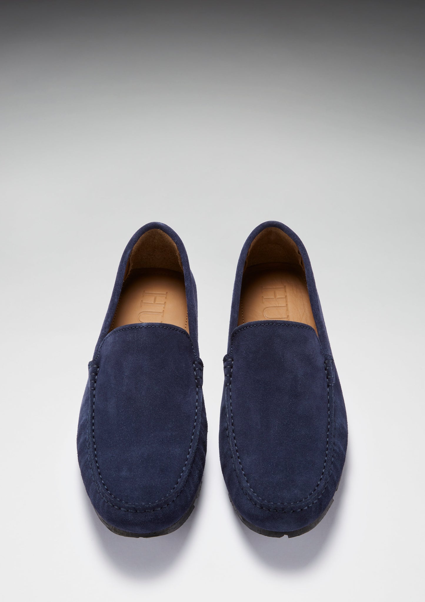 Mens Tyre Sole Driving Loafers, navy blue suede - QHA UK