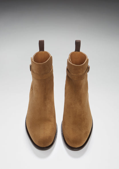Tobacco Suede Jodhpur Boots, Welted Leather Sole - QHA UK