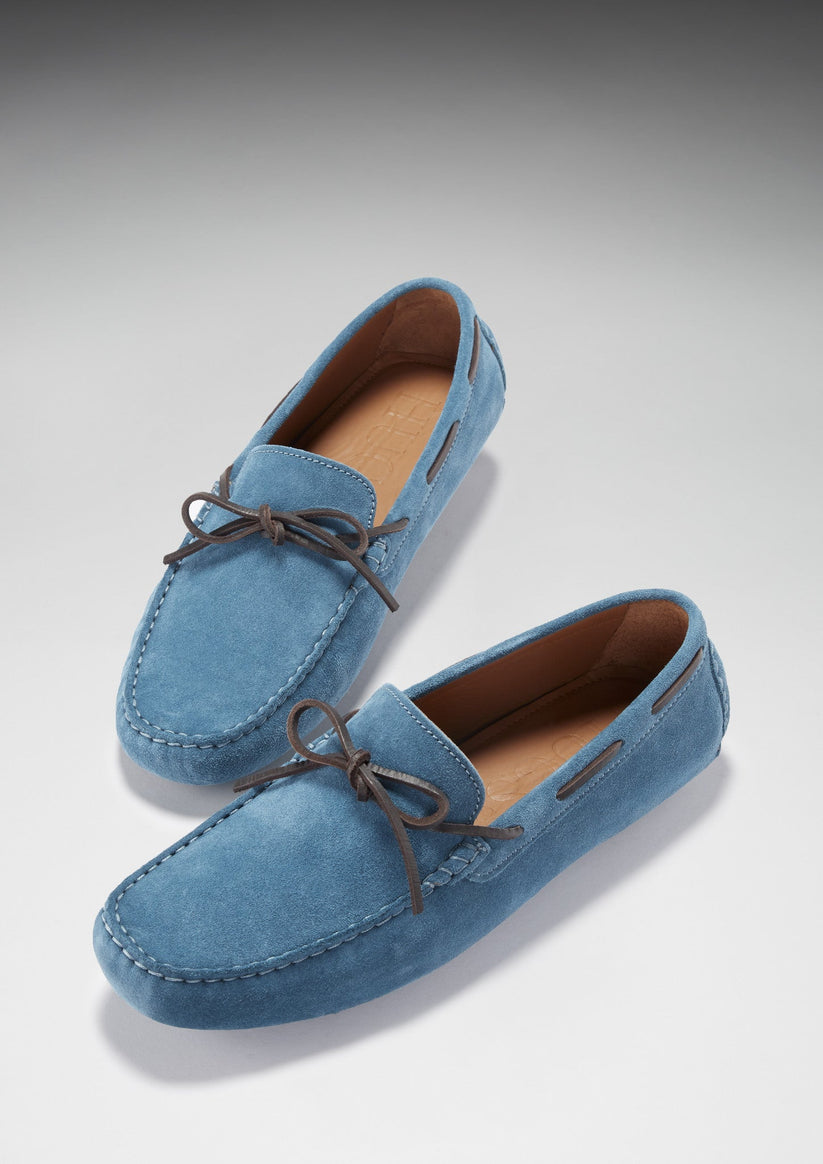 Hugs & Co Mens Petrol Blue Suede Laced Driving Loafers UK 7-14 product image 6