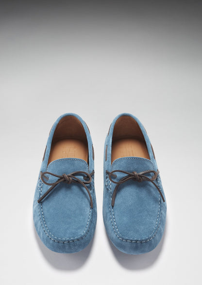 Hugs & Co Mens Petrol Blue Suede Laced Driving Loafers UK 7-14 product image 3
