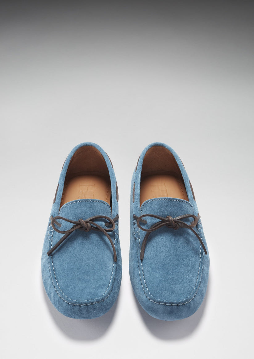 Hugs & Co Mens Petrol Blue Suede Laced Driving Loafers UK 7-14 product image 3
