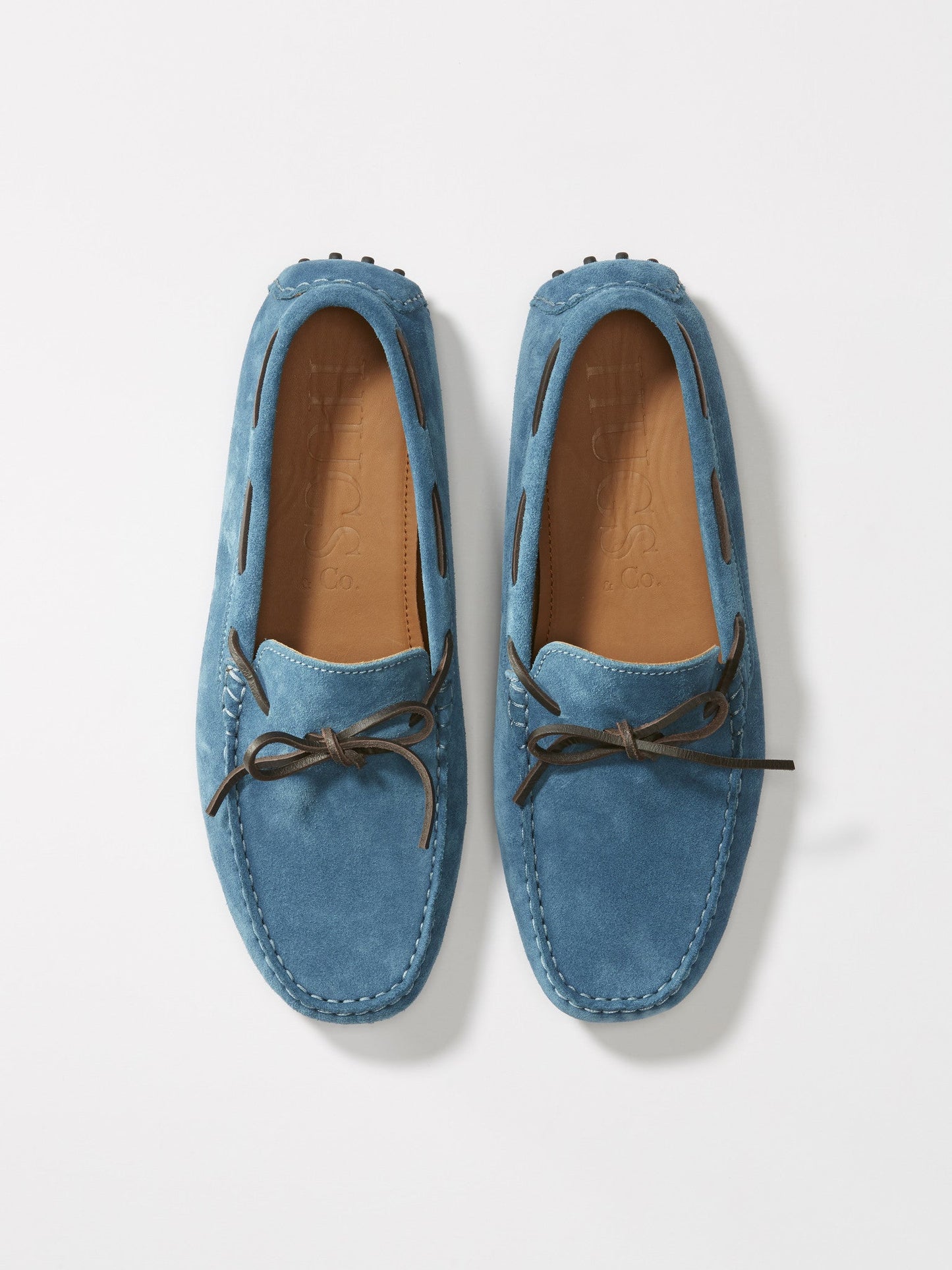 Hugs & Co Mens Petrol Blue Suede Laced Driving Loafers UK 7-14 product image 7