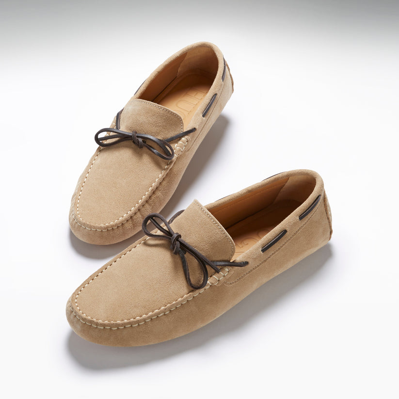 Mens Laced Driving Loafers, taupe suede - QHA UK