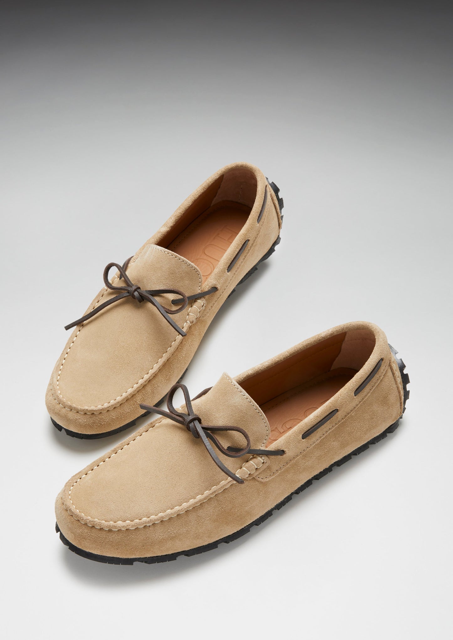 Mens Tyre Sole Laced Driving Loafers, taupe suede - QHA UK