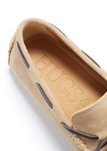 Mens Laced Driving Loafers, taupe suede - QHA UK