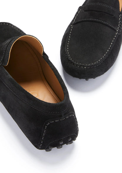 Hugs & Co Mens Penny Driving Loafers Black Suede UK 7-14 product image 6